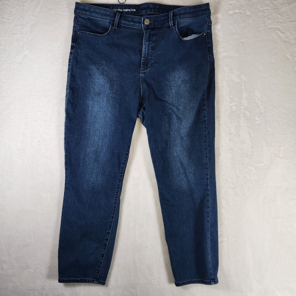 Talbots Womens Size 16 Dark Wash High Rise Jeggings Crop‎ Pants Jeans